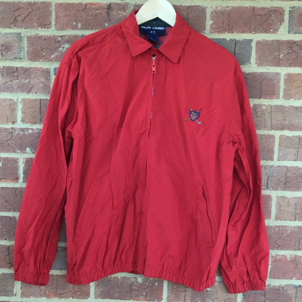 Ralph Lauren Polo Sports Red Golf Vintage Zip Up Windbreaker